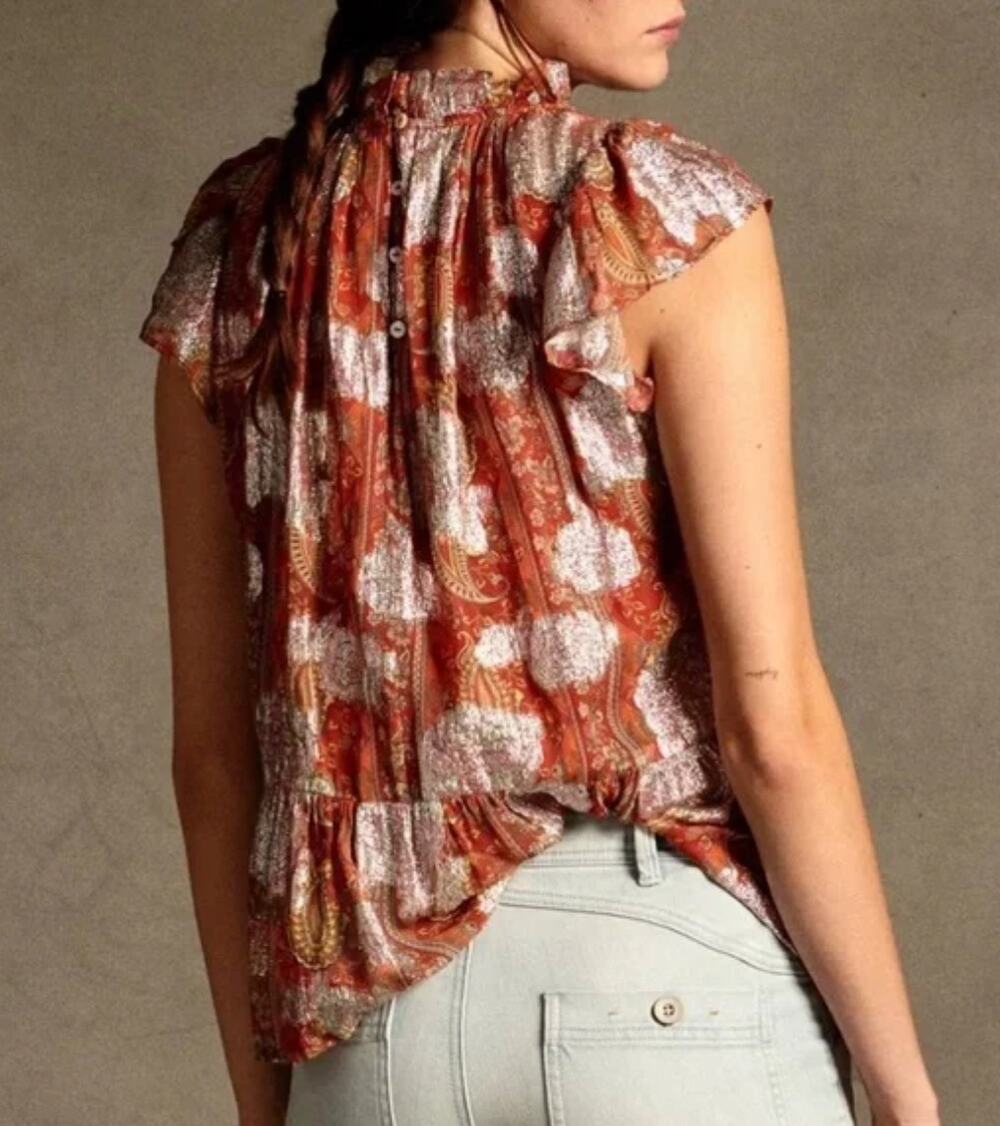 Anthropologie Let Me Be Vanna Shimmer Blouse Top